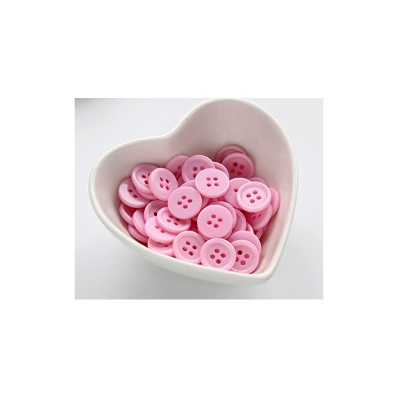 GANSSIA 5/8" (15mm) Sewing Flatback Buttons Pink Color Buttons for