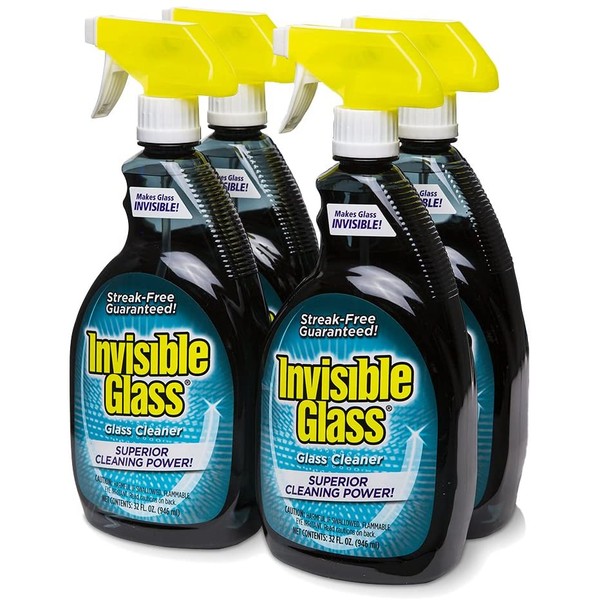Invisible Glass 92194-4PK 32-Ounce Cleaner and Window Spray for Home and Auto for a Streak-Free Shine Film-Free Glass Cleaner and Safe for Tinted and Non-Tinted Windows and Windshield Film Remover
