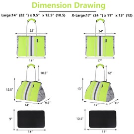 QOGiR Neoprene Multipurpose Beach Bag Tote with Inner Zipper Pocket (Shiny Green, Large) …