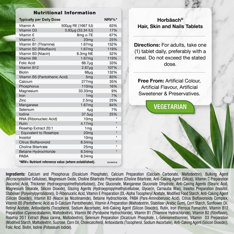 Hair Skin and Nails Vitamins | with Biotin, Zinc and