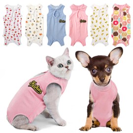 SCHIB Traje de Recuperación para Perros y Gatos, Transpirable y Elásticos, para Aliviar la Ansiedad, Protección de Heridas Abdominales y Enfermedades de la Piel, Lindo Traje de Cirugía para Gatos