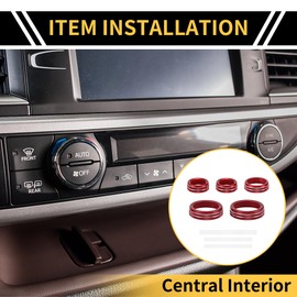 REPAIROCK 1 Set Air Conditioner Volume Control Switch Knob Cover Ring for Ford Maverick 2022-2024 Air Conditioning Button Cover Trim Decoration Red