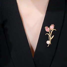 Lopsity Women's Elegant Brooch Rose Flower Brooch Pin Shirt Brooch Retro Jewelry Clothing Decoration,Suit Coat Breastpin for Women Accessories (style2-pink)