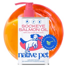 Native Pet Pure Omega-3 Fish Salmon Oil for Dogs & Cats Skin & Coat, Joint, & Heart Health