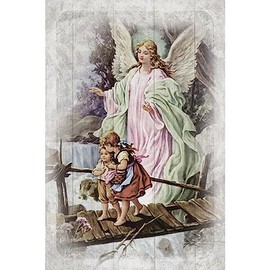 DEXSA Guardian Angel Symbols of Faith Wood Frame Wall Plaque 6"x9" | Made in the USA | Wonderful Gift | Inspirational Sentiment | Metal Hanger and Easel on Back | Self-Standing or Wall Hanging