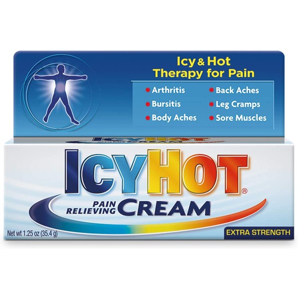 Icy Hot Extra Strength Pain Relieving Cream, Temporarily Relieves Minor Pain Associated with Arthritis, Simple Backache, Muscle Strains, Sprains, Bruises, and Cramps, 1.25 Oz