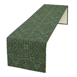 Retro William Morris Table Runner, Original Design Green Garden Flower Table Runner for Home Holiday Outdoor Dining 13x36in