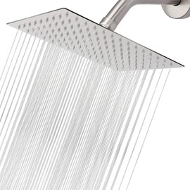 Rain Shower head, NearMoon High Flow Stainless Steel Rainfall ShowerHead, High Pressure Design, Awesome Shower Experience Even At Low Water Flow (12 Inch Rectangle, Brushed Nickel)