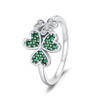 BOIGEGU 925 Sterling Silver Leaf Clover Dainty Inlaid Zircon Ring