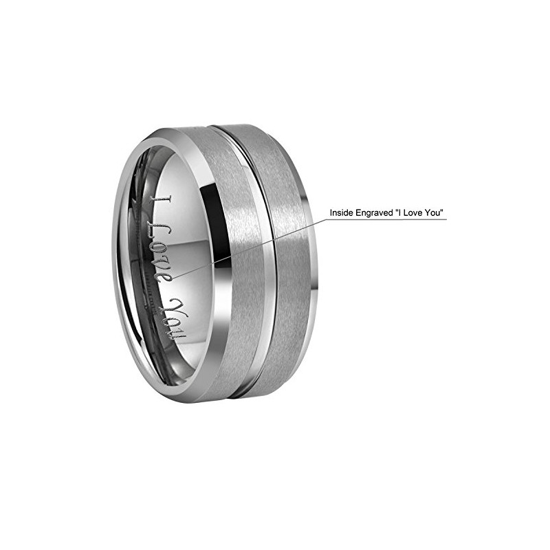 CROWNAL 10mm 8mm 6mm Tungsten Wedding Band Ring Engraved I