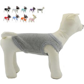 Lovelonglong 2019 Summer Pet Clothing, Dog Clothes Blank T-Shirts Ribbed Tanks Top Thread Vests for Large Medium Small Dogs 100% Cotton Gray S