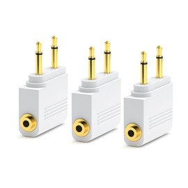SQERO Airplane Headphone Jack Adapter, Dual 3.5mm Male to 3.5mm Female Jack AUX Adapter for Bluetooth Wireless Transmitter Receiver, Flight/Travel/TV/Gym, Gold Plated (3, White)