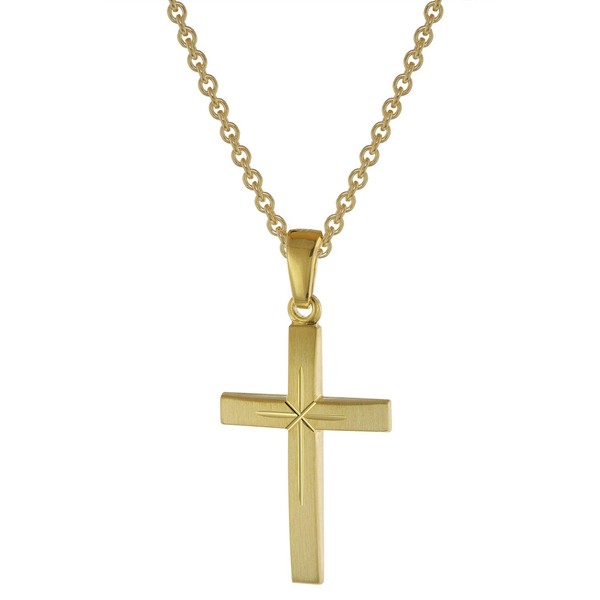 trendor Cross Pendant with Chain Gold on Silver for Men
