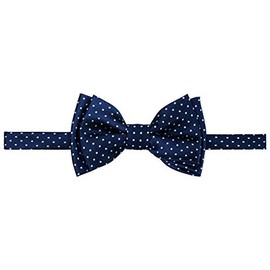 Retreez Modern Mini Polka Dots Woven Microfiber Pre-tied Boy's Bow Tie - Navy Blue with Light Blue Dots - 24 months - 4 years