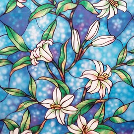 Coavas Decorative Static Cling Window Film Privacy Frosted Stained Glass Window Vinyl Glass Film for Home Window/Glass Door/DIY 23.6" x 157.5"