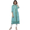 Yash Gallery Kurta - Algodón estampado floral para mujer, Azul,
