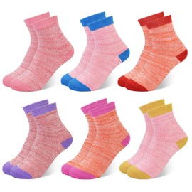 GENTABY Girls Thick Socks Thermal Winter Socks Warm Hiking Socks for 3-14 Years Toddlers Girls Boat Cosy Gift Socks 6 Pairs, 6 colours.