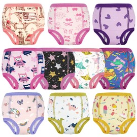 MooMoo Baby Potty Training Underwear Absorbent Toddler Training Pants for Girls 10 Packs Cotton Pee Pants 9T
