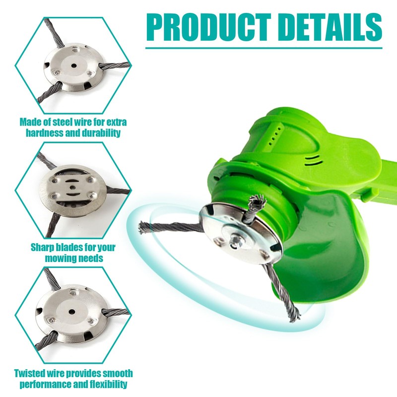JAMSSOW Steel Wire Grass Trimmer Head,Brush Cutter Strimmer Head,Wired Trimmer