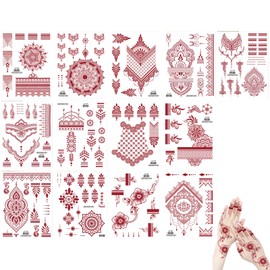 15 Sheets of Tattoo Stickers, Indian Mandala Flowers Tattoo, Temporary Tattoos Stencil Set, Waterproof Tattoo Stickers for Hands, Arms, Adults, Girls