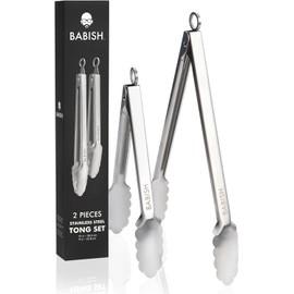 Babish - Juego de pinzas de cocina con bloqueo de 30,5 cm y 22,8 cm, acero inoxidable