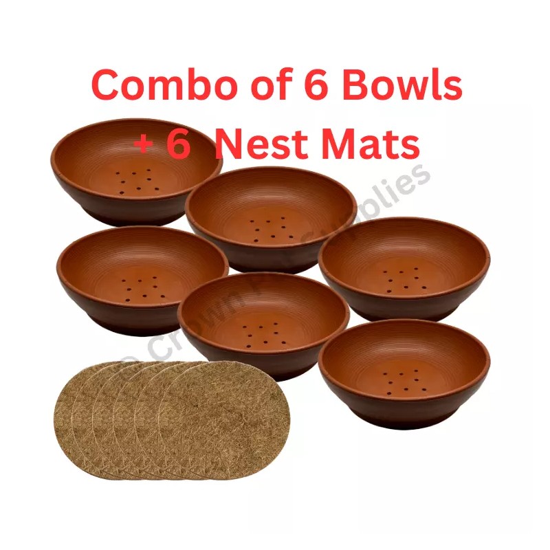 Crown Pet Supplies 6 X Plastic Nesting Bowls & Nest