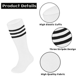 Gurxien 3 Pairs Kids Toddler Baseball Socks Youth Soccer Softball Sock Boys Girls Athletic Tball Knee High Socks 1-11T