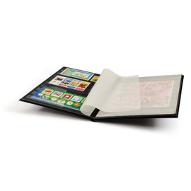 LIGHTHOUSE – “BASIC” Hard Cover Stockbook for Stamps – 16 Black Cardstock 9”x12” (A4) Pages with Clear Strips - Black