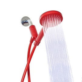 Sproos - Handheld Shower Head, High Pressure, 3 Spray Functions Plus Pause, Extra Long 70 Inch Hose - Eco-friendly Materials - Easy DIY Installation - High Pressure Performance - Red