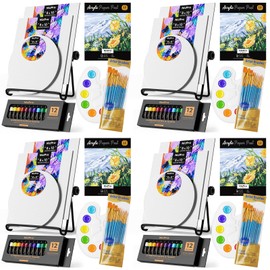 Nicpro Acrylic Paint Canvas Set for Adults & Kids, 160PCS Art Painting Supplies Kit with 4*12 Colors Paint, 12 Canvas, 4 Table Easel, 4*10 Brushes, 4 Paper Pad, 4 Palette for Artist Beginner Students