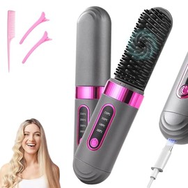 Cepillo Alisador de Cabello Inalámbrico, 4 Temperaturas y Pantalla LCD                                                                                