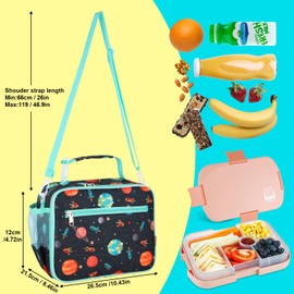 hombrima Insulated Lunch Box Bag, Kids Thermal Cool Bags with Adjustable Strap for Adults Children Women Men Boys Girls School Office Outdoor(Planet)