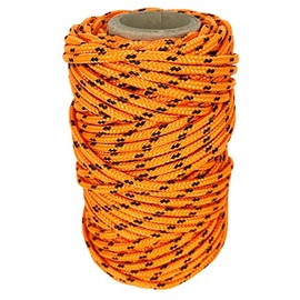 Polyester Cord 3mm * 25m. String Paracord. Made in Spain, for Outdoor, Garden and DIY. Orange with Black