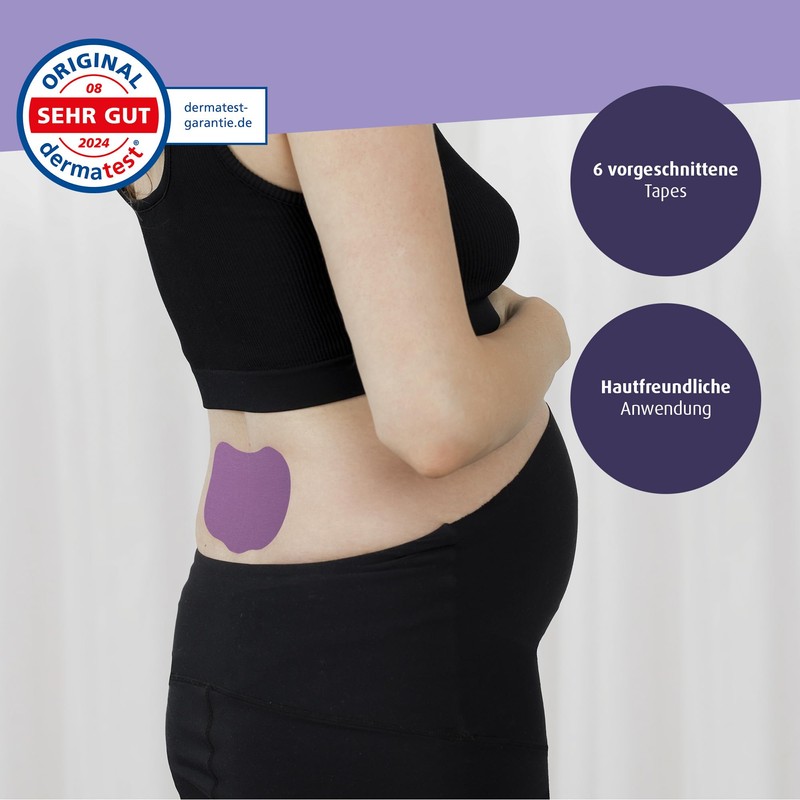 reer Kinesiotape Pregnancy Back, 6 Pre-Cut Tapes, Purple