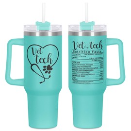 Muwnrol Vet Tech Gift Tumbler, Vet Tech Week Gift for Veterinarian, Veterinary Gift Vet Tech Nurtrition Fact 40 Oz Tumbler with Handle