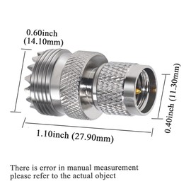 2PCS Mini UHF Male to UHF Female Coax Connector, Mini PL259 to SO239 Coax Adapter for CB Radio, Extension Cable, WiFi Radios