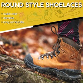 LUOFMISS Round Shoe Laces for Sneakers,2 Pairs Solid Color Shoelaces for Boots and Athletic Shoes