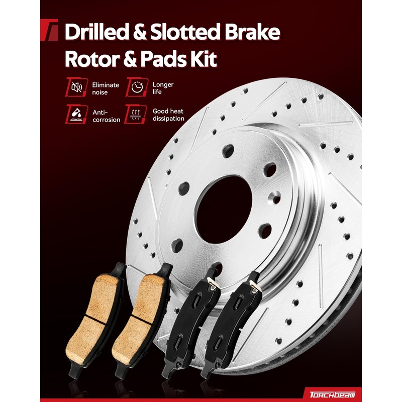 Torchbeam Front Brake Pads and Rotors Kit Replacement for 2013