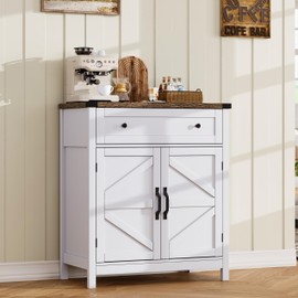 ChooChoo Kitchen Storage Cabinet, Coffee Bar Cabinet, Buffet Sideboard Cabinet with Drawer, Entryway Cabinet for Kitchen, Living Room, White