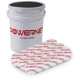 PowerNet Cushioned Bucket and Practice Softball Bundle | 18 White Colored Softballs and Bucket | Perfect for Softball Soft Toss, Batting, Fielding, Hitting, Pitching Drills or Practice