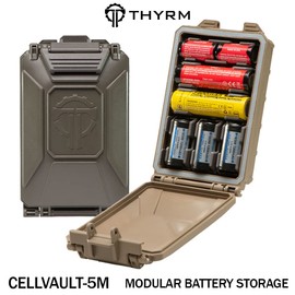 Thyrm CellVault-5M Modular Battery Storage for CR123, 18650, 18350, CR2032 Batteries with movable inserts, Made in USA (MultiCam Tropic/Olive Drab)