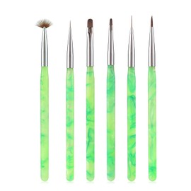 KADS 6Pcs Jade Green Nail Brush Set Nail Gel Painting Brush Nail Liner Brush Gradient Fan Brush