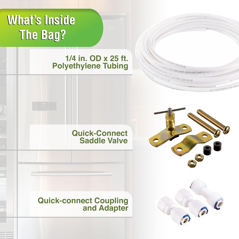 Homewerks 7252-25-14-PTC Ice Maker Supply Line and Humidifier Installation Kit