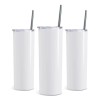 White ProSub 20oz Straight Skinny Tumbler Sublimation Mug Blanks -