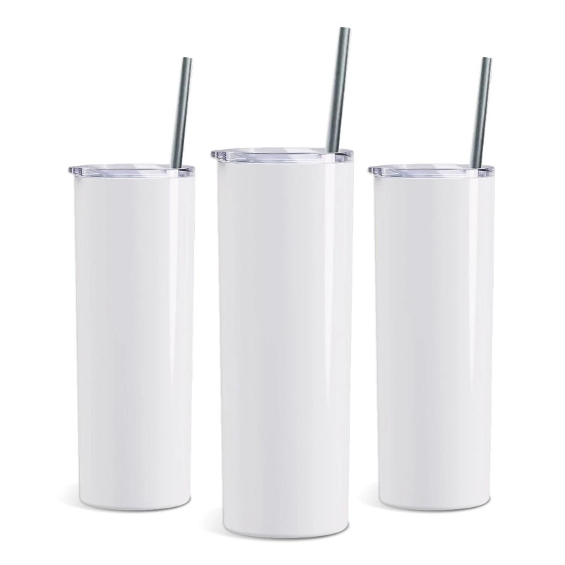 White ProSub 20oz Straight Skinny Tumbler Sublimation Mug Blanks -