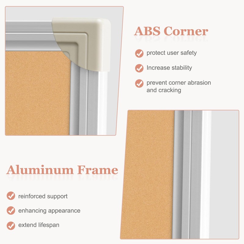 AMUSIGHT Double-Sided Large Cork Board, 48" x 36" Foldable Hanging