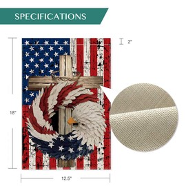AVOIN Patriotic Strip and Star Eagle Wreath Garden Flag Vertical Double Sided, USA Flag 4th of July Memorial Day Independence Day Watercolor Yard Outdoor Decoration 12.5 x 18 Inch