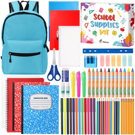 Gilprop 68 Pcs School Supplies Gift Box Set Back to School Supplies Primary Middle College Bundle Essential Stuff Bulk Pen Notebook Colorful Stationery for Teacher Student Classroom(Blue)