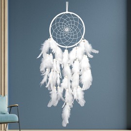 Traumfänger Dreamcatcher, Traumfänger, 55 cm Länge Deko für Zimmer,Passend Hochzeit Dekoration, Party, Geschenkidee（Weiß）