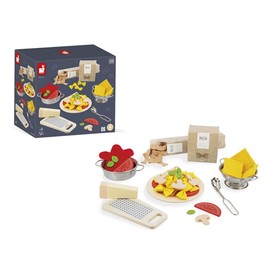 Janod - Pasta Mix - Pasta Set - Pretend Play Kitchen & Tea Set Toy - 58 Wooden, Cardboard and Felt Pieces Included - FSC-Certified - Water-Based Paints - 3 Years +, J06598